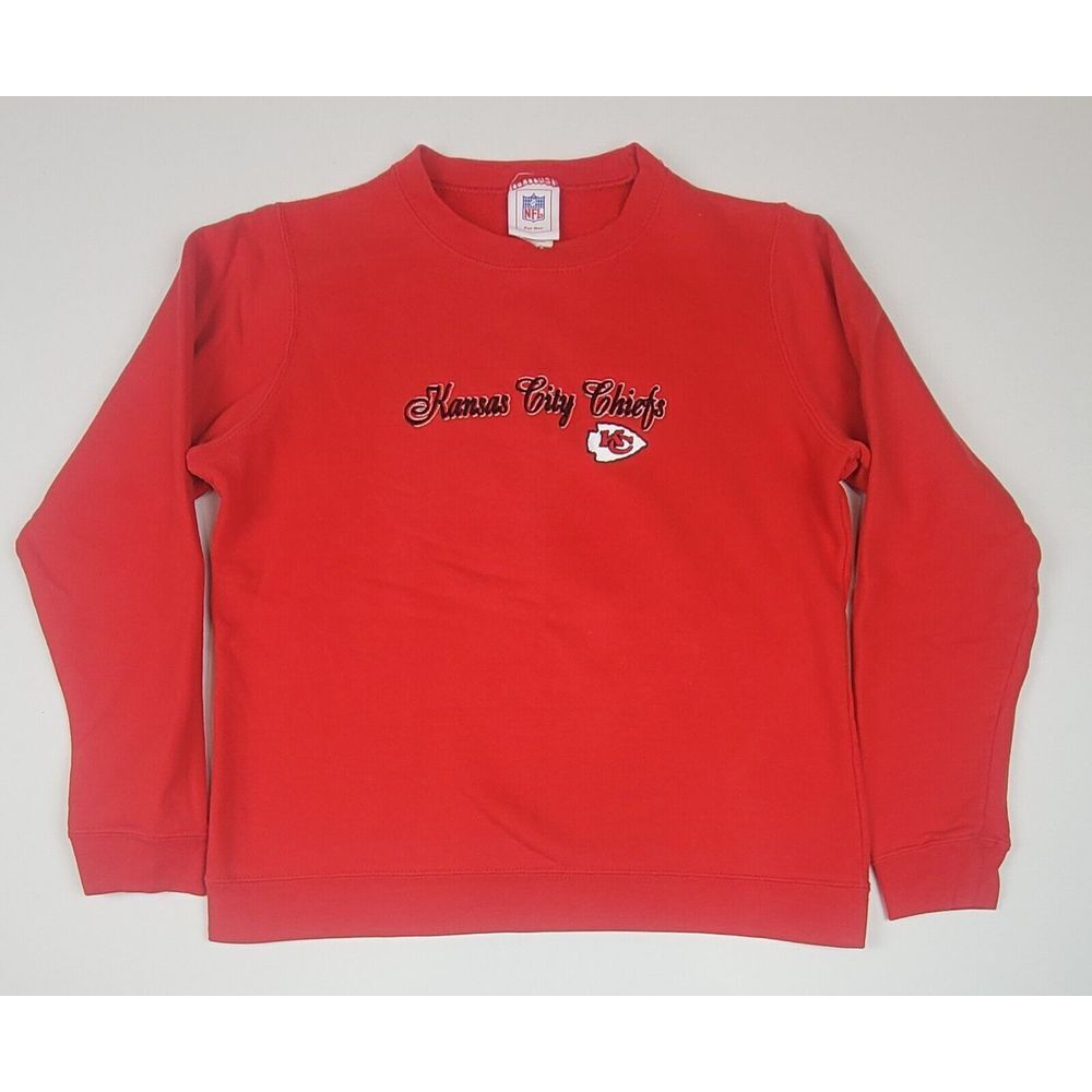 NFL Kansas City ChiefS Sweatshirt Youth Size‎ L.arge. Red Crewneck Made USA